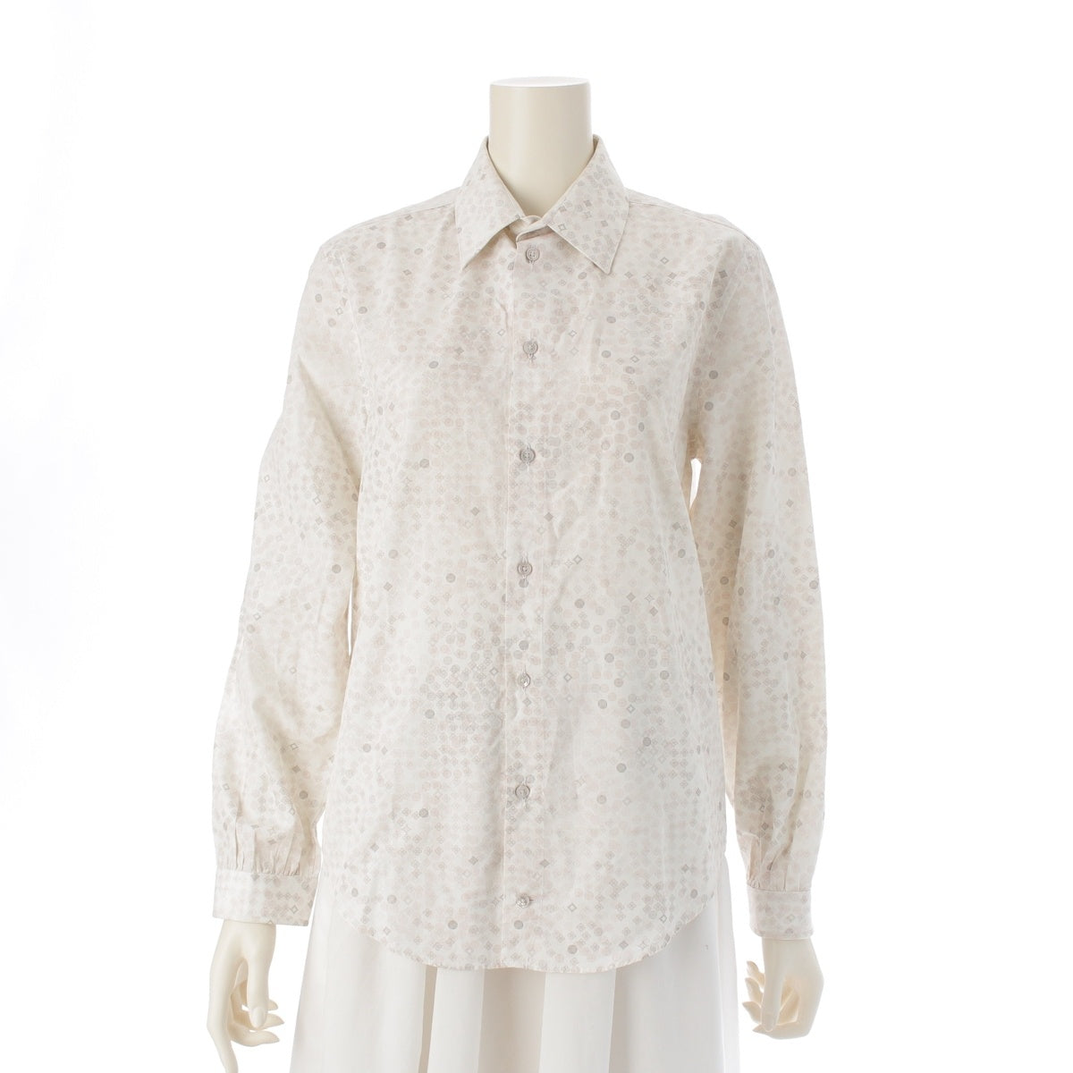 LOUIS VUITTON Monogram L/S shirt blouse tops white XS
