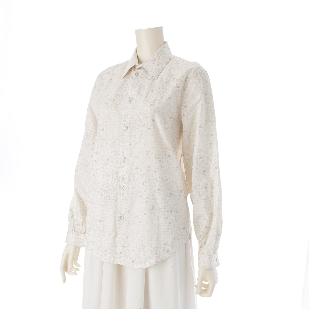 LOUIS VUITTON Monogram L/S shirt blouse tops white XS