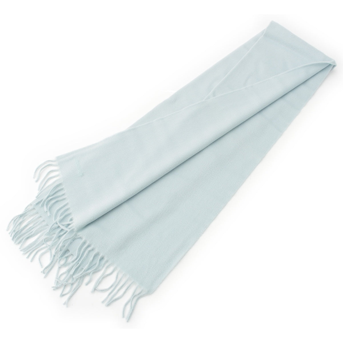 HERMES cashmere Logo embroidery fringe Scarf blue