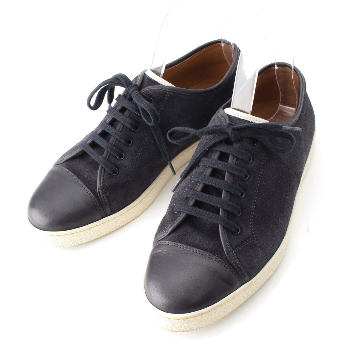 John Lobb LEVAH Leather x suede Low cut sneakers shoes Navy 6E