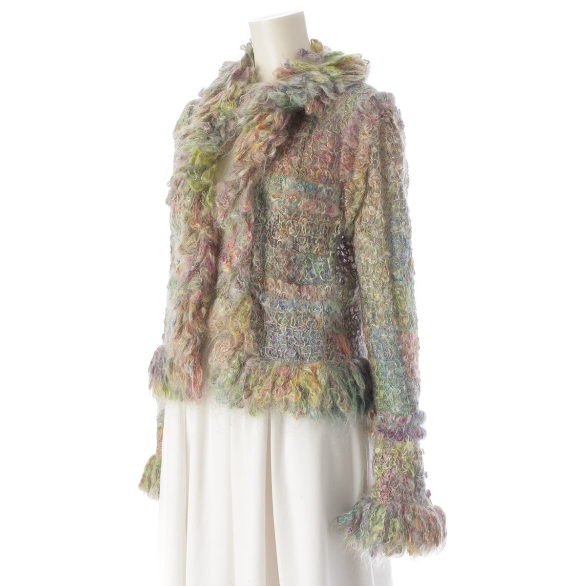 CHANEL mohair Rainbow Frill Jacket P22106 multicolor 40