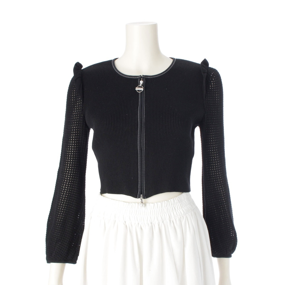 Rene Cupra Cotton Nylon Pearl Zip Mesh SilverMetal cardigan tops 6032220 Navy 34