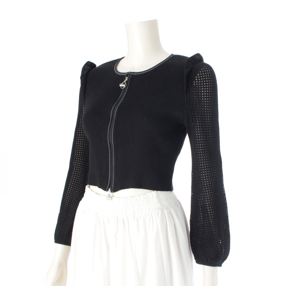 Rene Cupra Cotton Nylon Pearl Zip Mesh SilverMetal cardigan tops 6032220 Navy 34