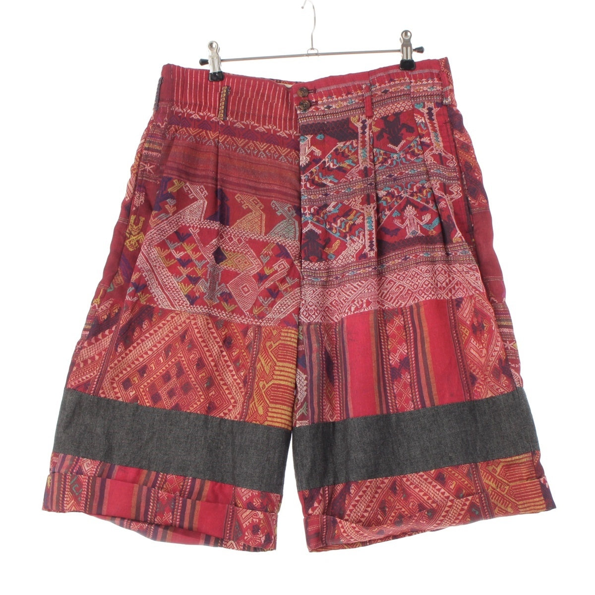 COMME des GARCONS HOMME PLUS polyester Ethnic Pattern Shorts PP-11023S Red S