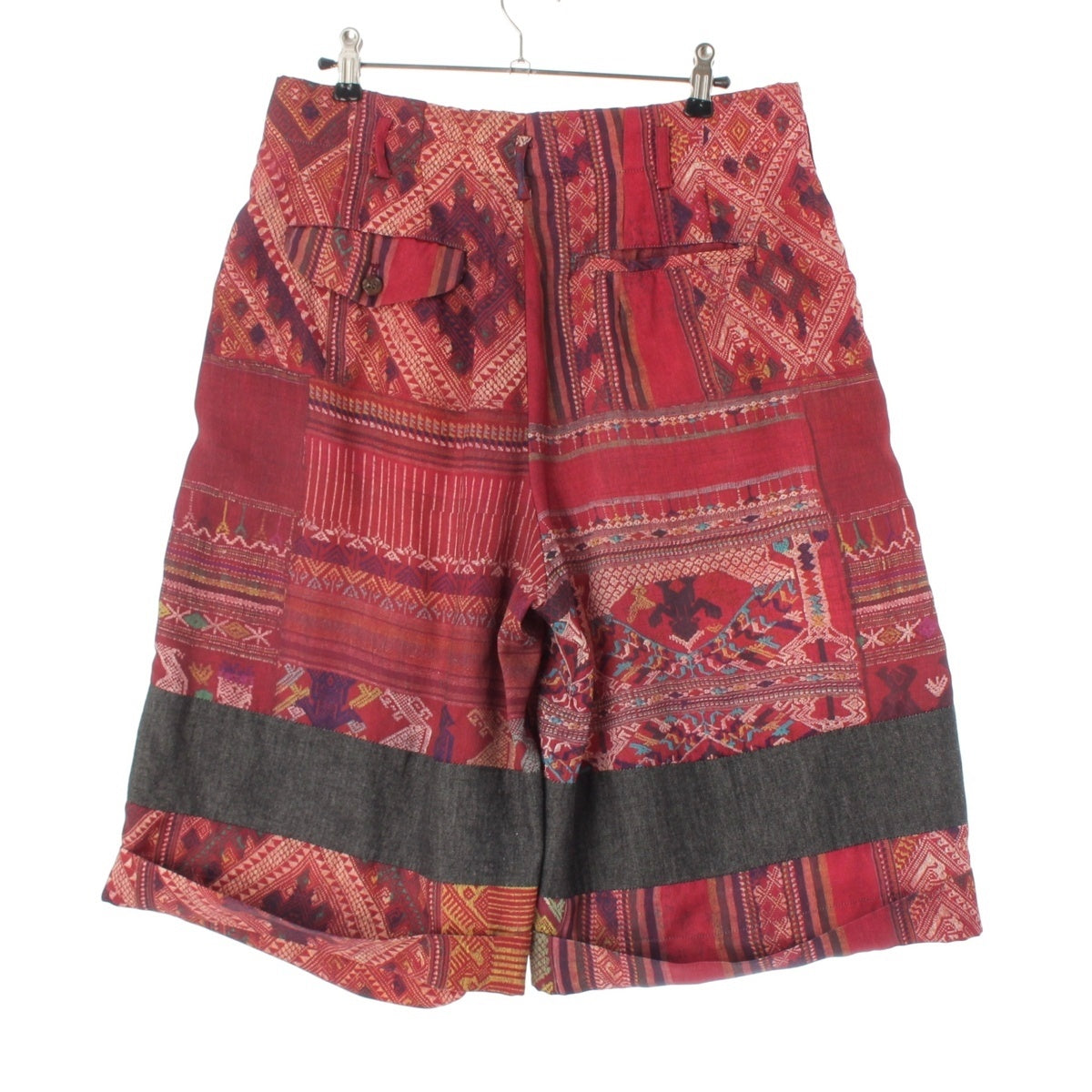COMME des GARCONS HOMME PLUS polyester Ethnic Pattern Shorts PP-11023S Red S