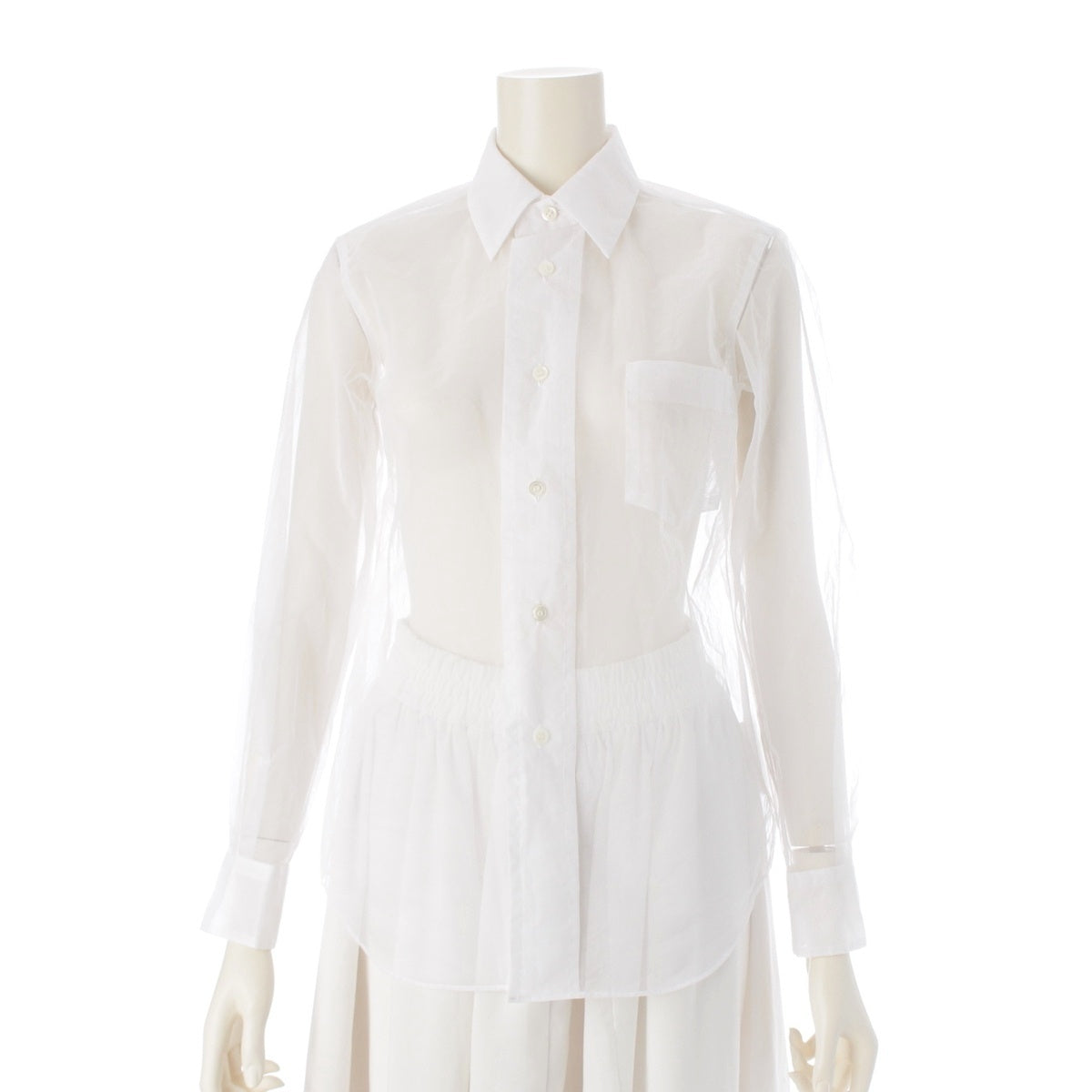 COMME des GARCONS Tulle see-through Long sleeve shirt blouse tops GO-B015 white XS