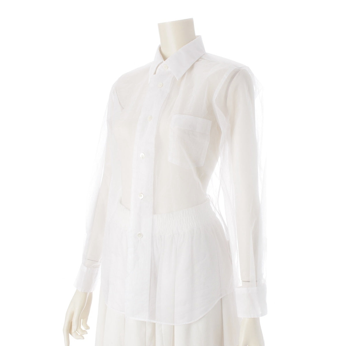 COMME des GARCONS Tulle see-through Long sleeve shirt blouse tops GO-B015 white XS