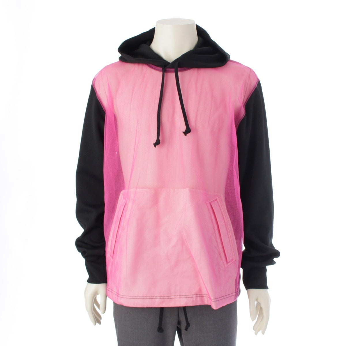 COMME des GARCONS HOMME PLUS Tulle docking design pullover Parker PO-T030 Pink x Black M
