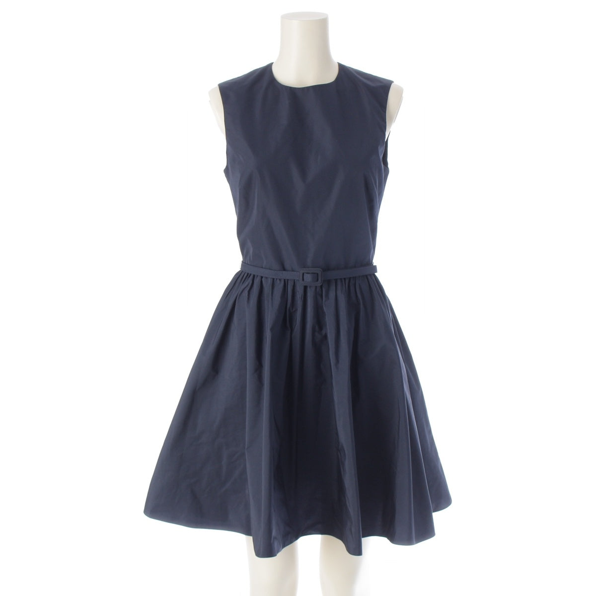 Christian Dior Belted Flared Sleeveless one piece dress 951R24A2006 Navy 34