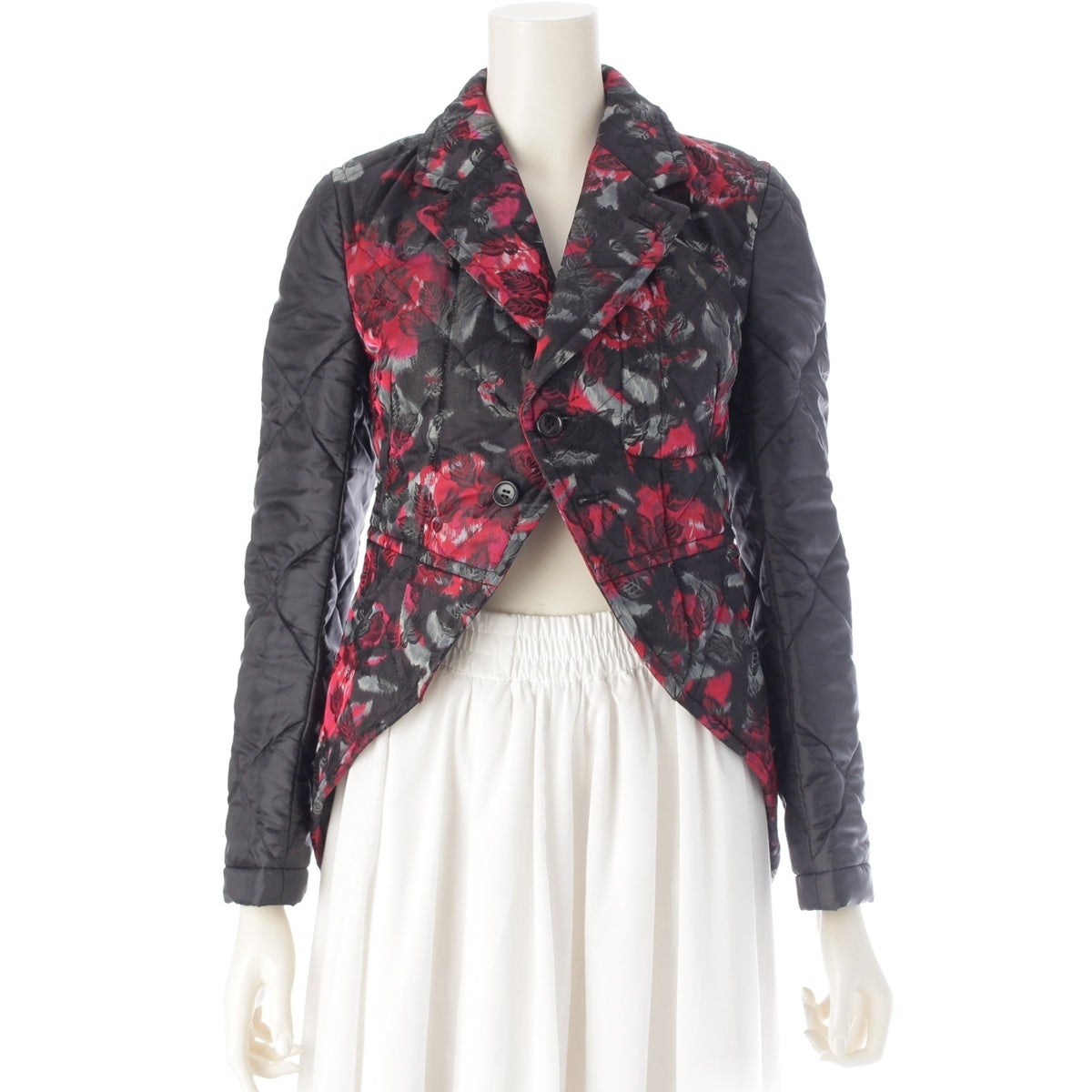 COMME des GARCONS silk Quilted all-over print swallowtail coat tailored jacket GR-J039 multicolor XS