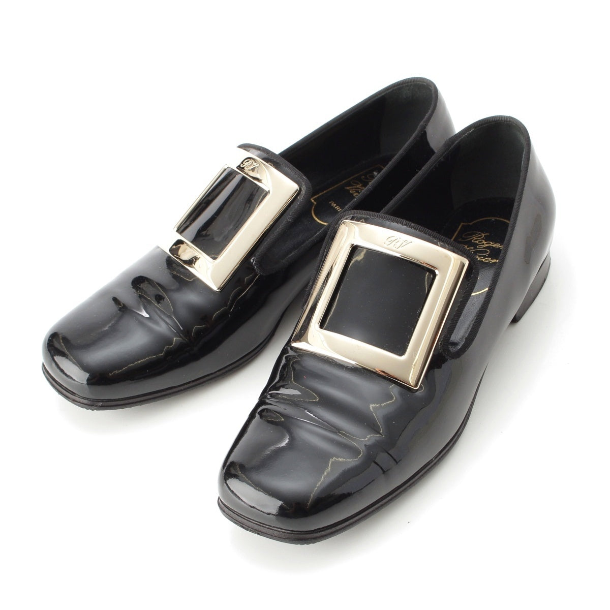 Roger Vivier enamel Square buckle loafers black 35