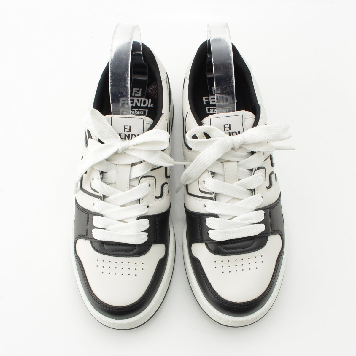 FENDI leather FENDI MATCH FF logo sneakers shoes Black White 8