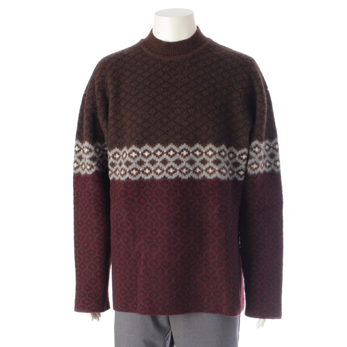 JIL SANDER wool Men's Crew Neck Oversized Knit sweater JSMP752030 Bordeaux brown 44