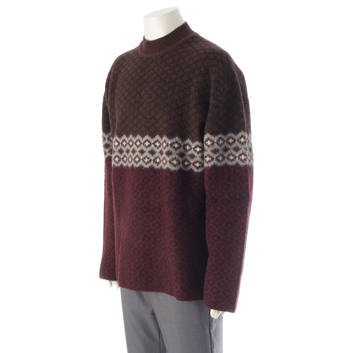JIL SANDER wool Men's Crew Neck Oversized Knit sweater JSMP752030 Bordeaux brown 44