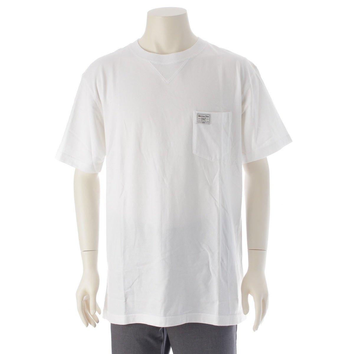 Dior cotton 1947 logo embroidered T-shirt Cut Short sleeve top 243J634A0677 white M