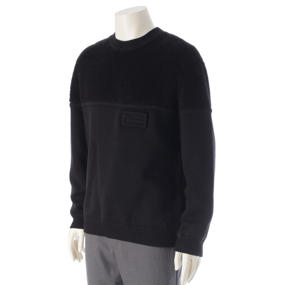 FENDI wool FF logo boa switch knit sweater tops 12CPF-22-2672 black 50
