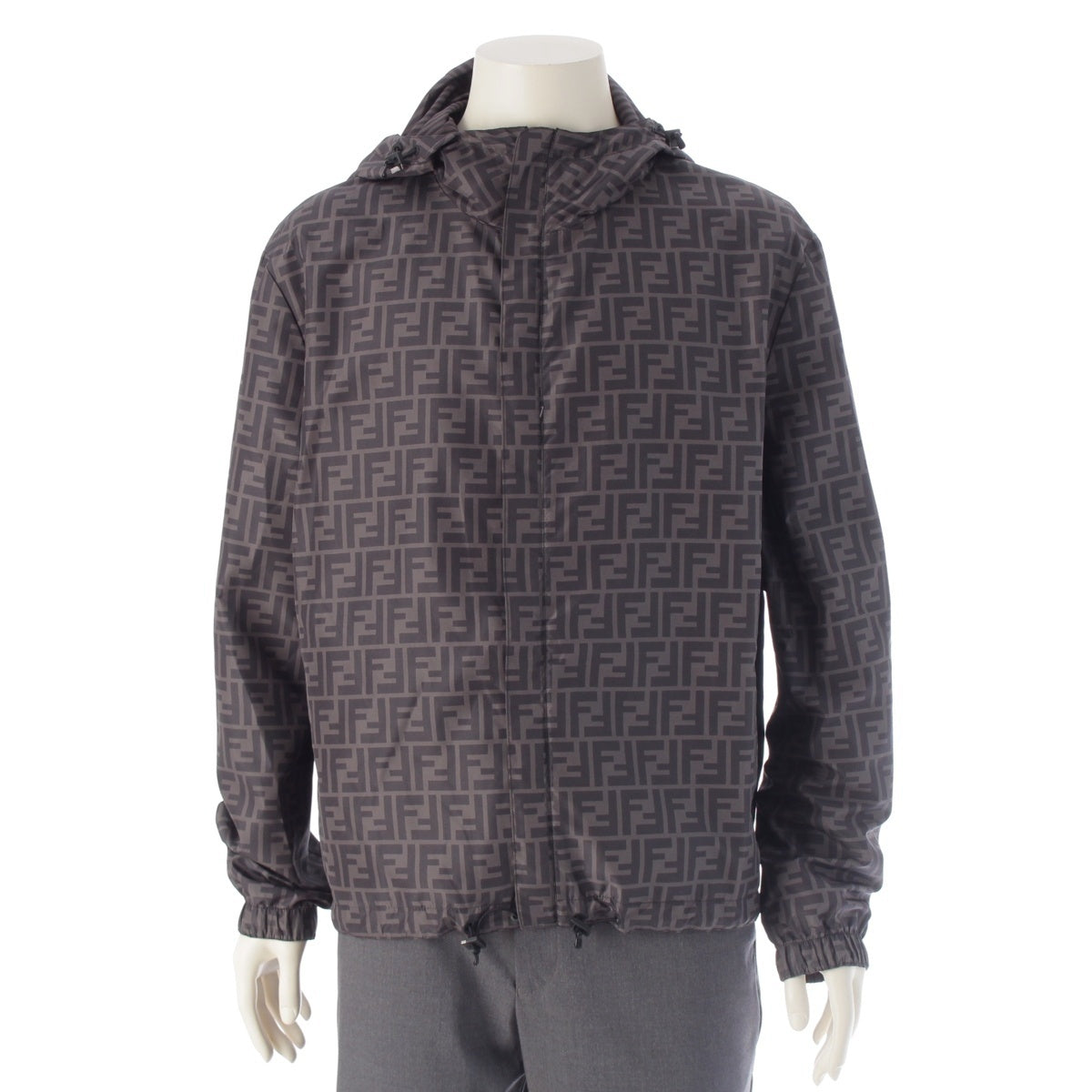 FENDI FF Logo Zucca Pecan Reversible Jacket Parker FAA615 12CPC-23-755 gray 48