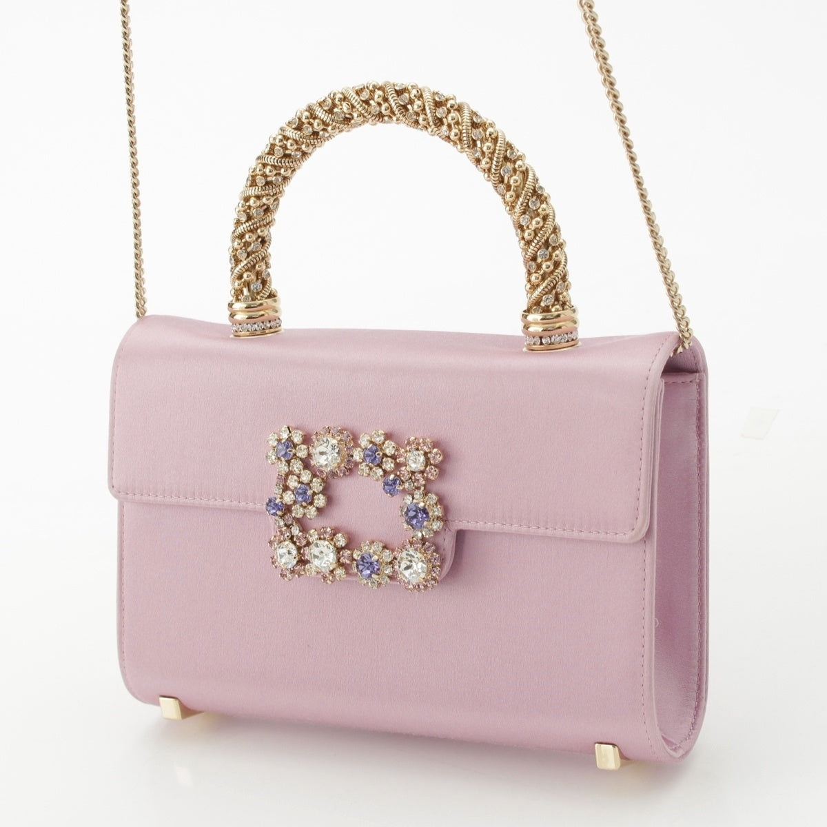 Roger Vivier Satin Bijou 2WAY Handbag Chain Shoulder Bag pink