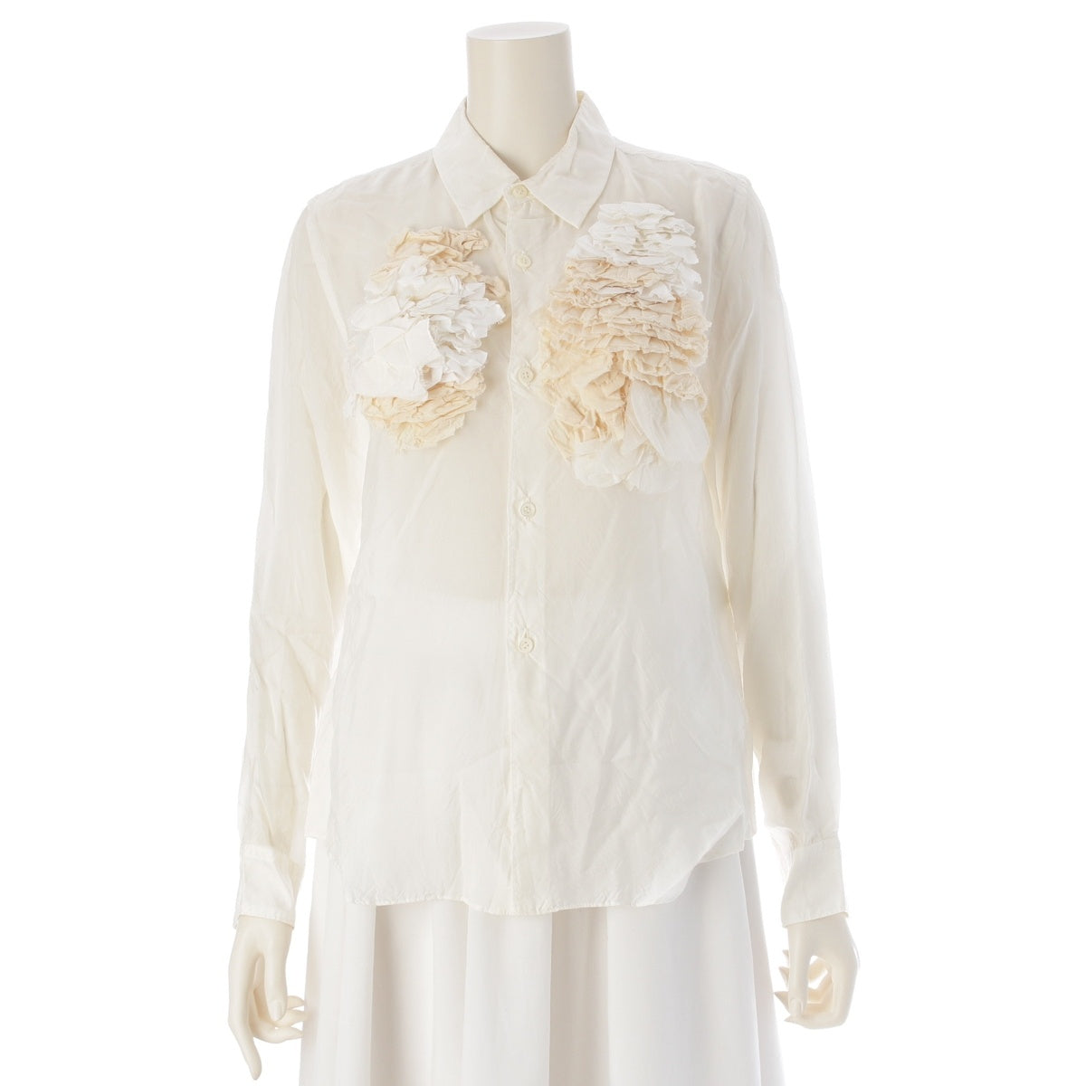 COMME des GARCONS Cupra Frill design L/S Long sleeve shirt GB-100140 white
