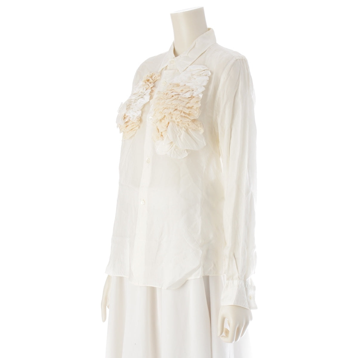 COMME des GARCONS Cupra Frill design L/S Long sleeve shirt GB-100140 white
