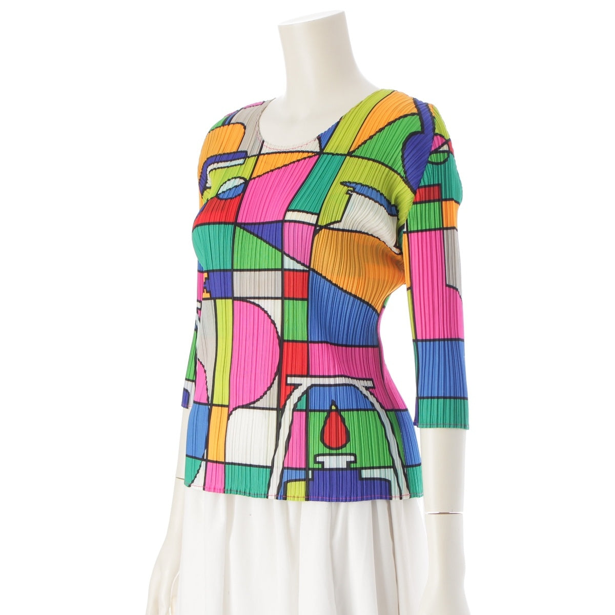 PLEATS PLEASE ISSEY Science Lab 3/4 Sleeves Cut tops PP81-JK633 multicolor 3