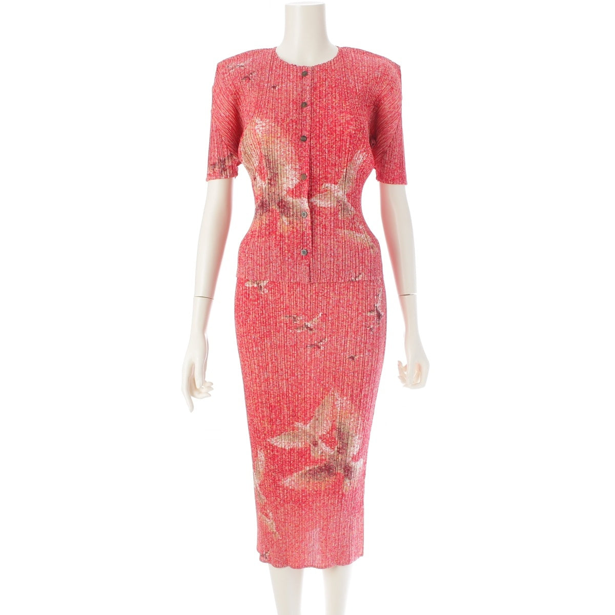PLEATS PLEASE ISSEY Bird print top Skirt setup PP12-JO552 PP12-JG552 Red series 3 / 4