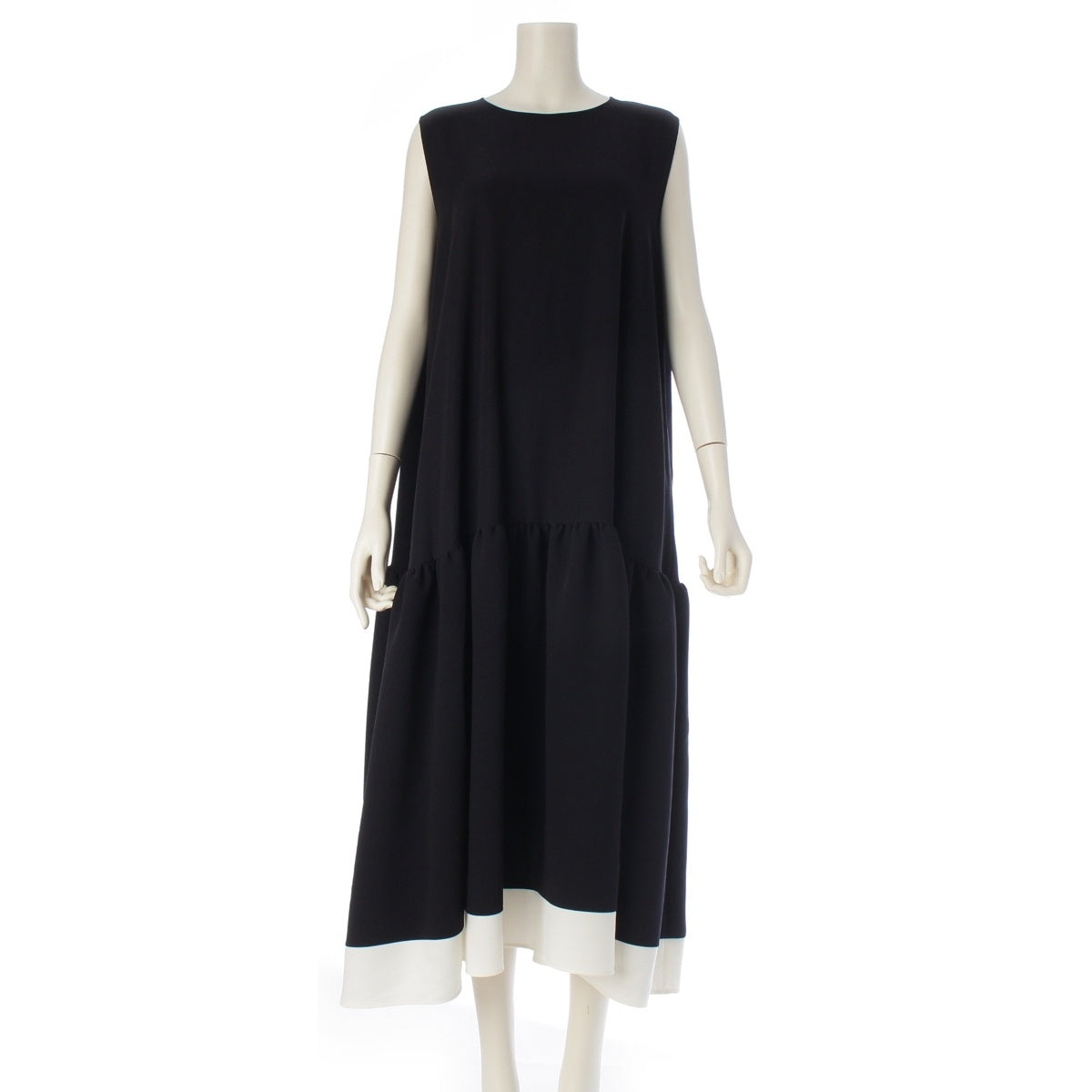YOKO CHAN Flared hem, long sleeveless one piece dress YCD-124-876 Navy white 38