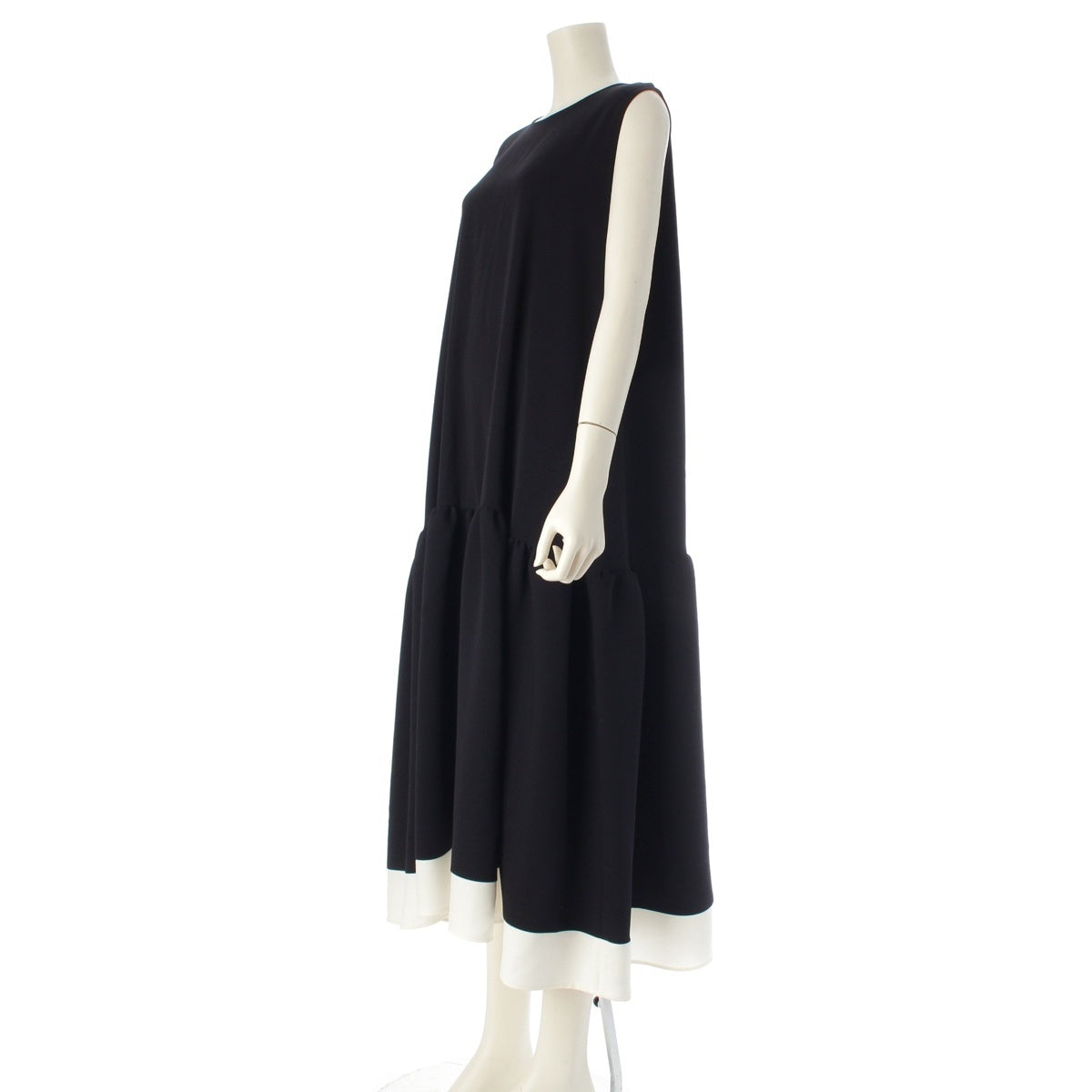 YOKO CHAN Flared hem, long sleeveless one piece dress YCD-124-876 Navy white 38
