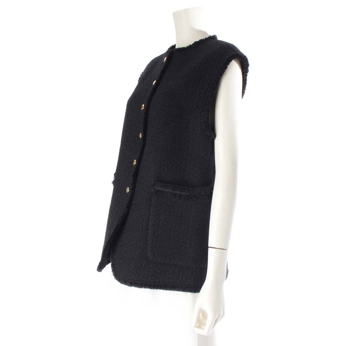 Drawer wool Tweed gilet with gold buttons Best outer 6522-299-0823 black 36