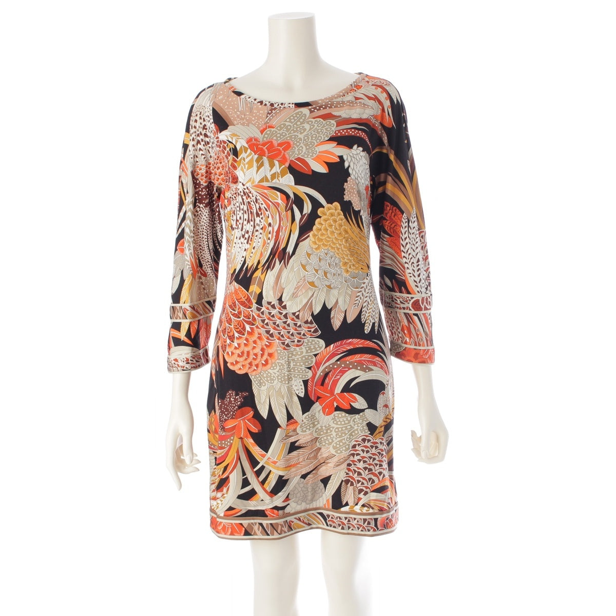 LEONARD Nylon Feather Plant Pattern one piece dress 0440903 multicolor 36