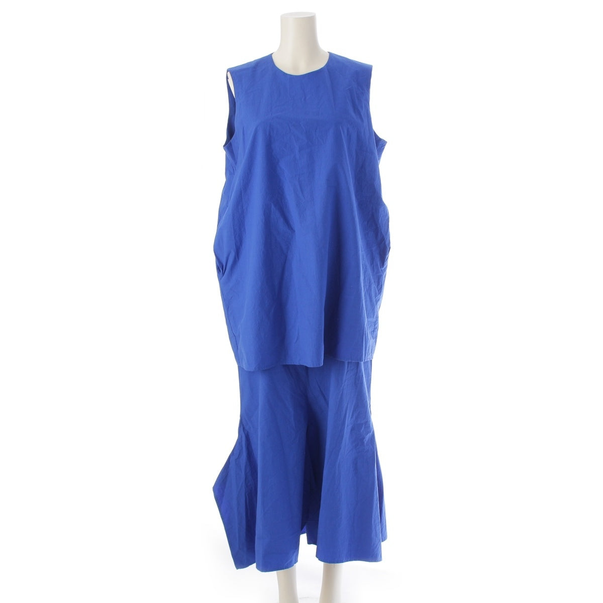 ENFOLD Box Square Cotton Hem Dress, Sleeveless one piece 300GS233-1990 blue 38
