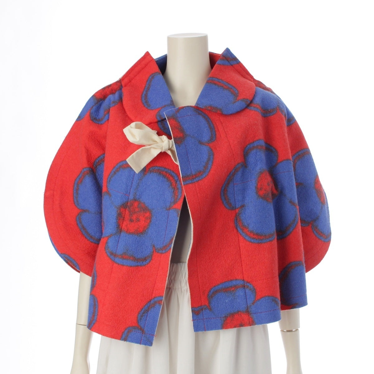 COMME des GARCONS felt 2D Flat Flower Print tailored jacket GJ-J024 Red blue XS