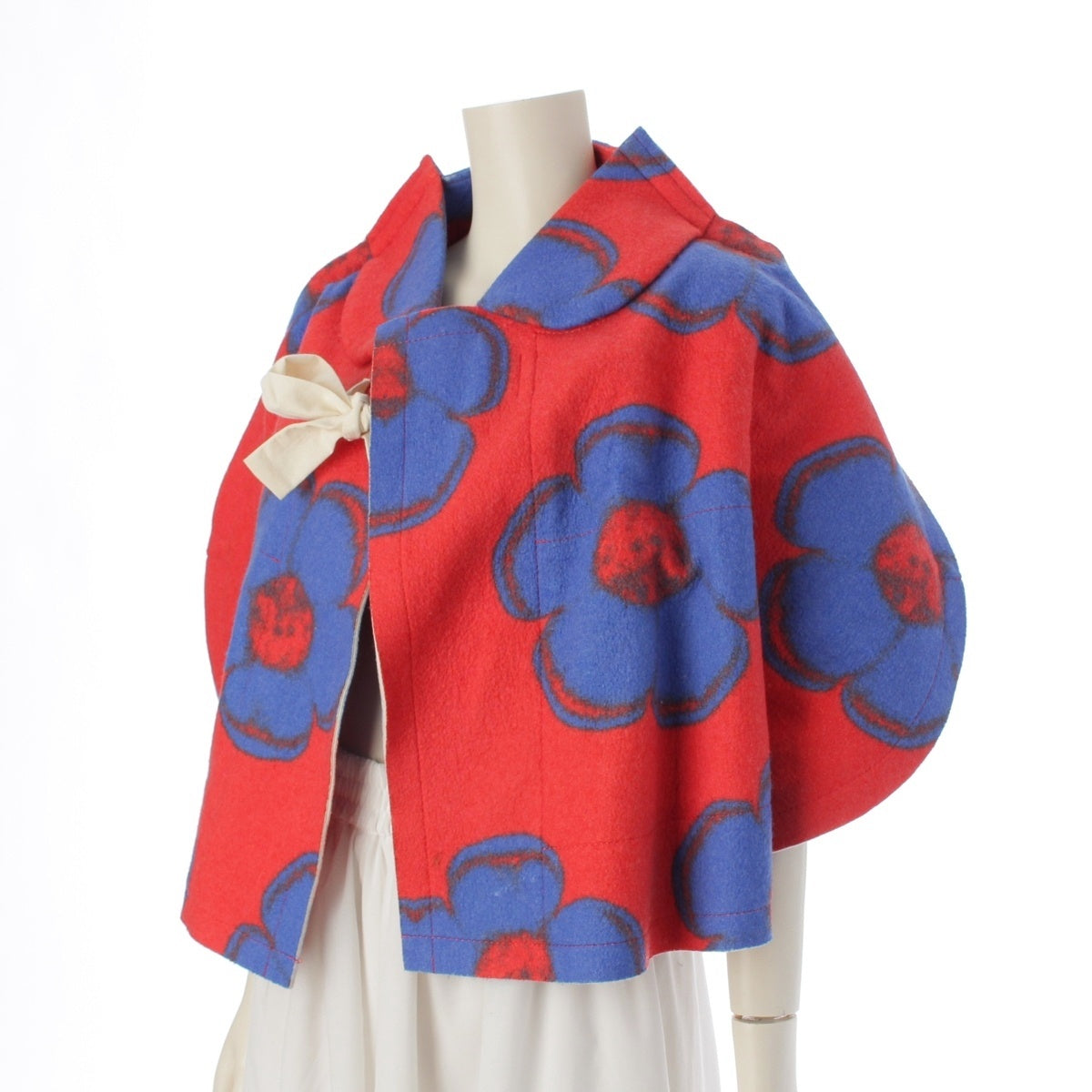 COMME des GARCONS felt 2D Flat Flower Print tailored jacket GJ-J024 Red blue XS