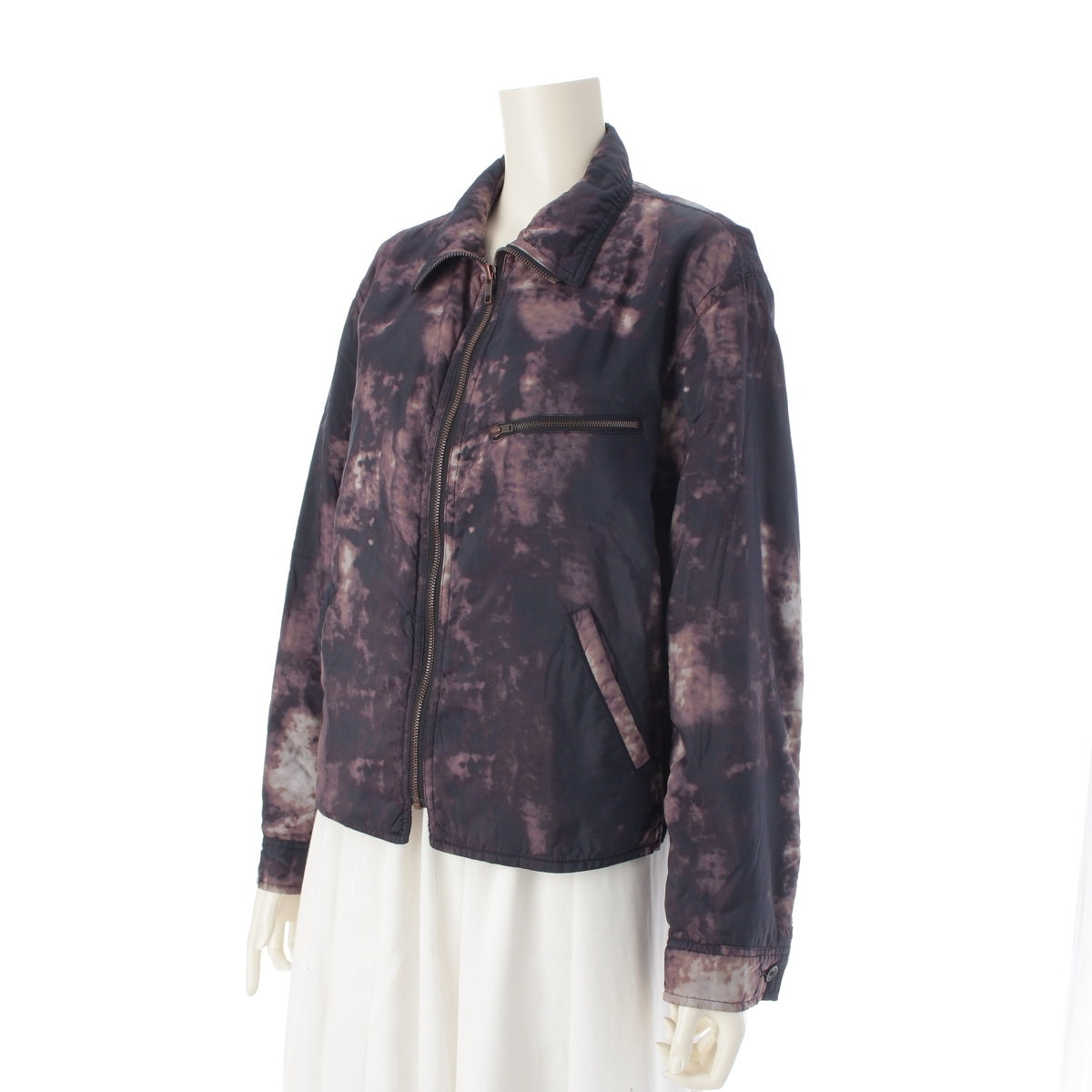 ISSEY MIYAKE Polyester nylon 91-B TYPE Irregular Dyed Zip-Up Blouson Jacket IM83-FG003 Purple Black Multicolor M