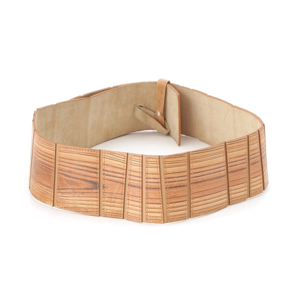 ISSEY MIYAKE leather Archive Wood Grain Transfer Leather belt beige