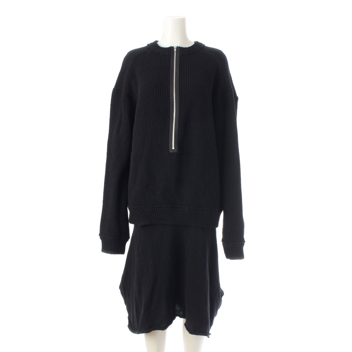 COMME des GARCONS Wool nylon Knit switching one piece Tops Skirt Long GN-O027 black XS
