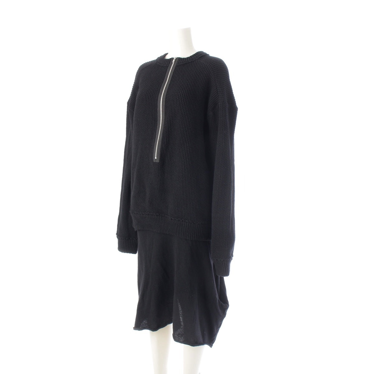 COMME des GARCONS Wool nylon Knit switching one piece Tops Skirt Long GN-O027 black XS