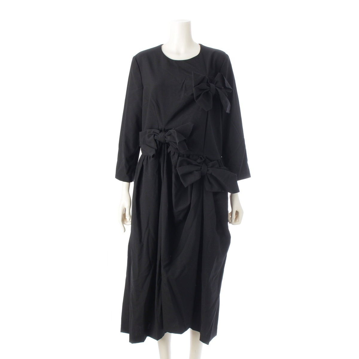 COMME des GARCONS wool Ribbon design long one piece Tops Bottoms RH-O006 black M