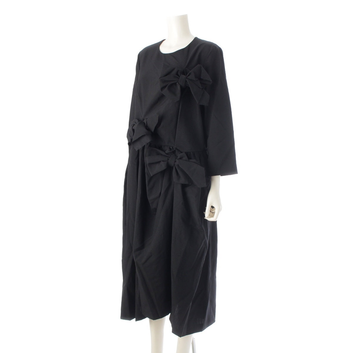 COMME des GARCONS wool Ribbon design long one piece Tops Bottoms RH-O006 black M