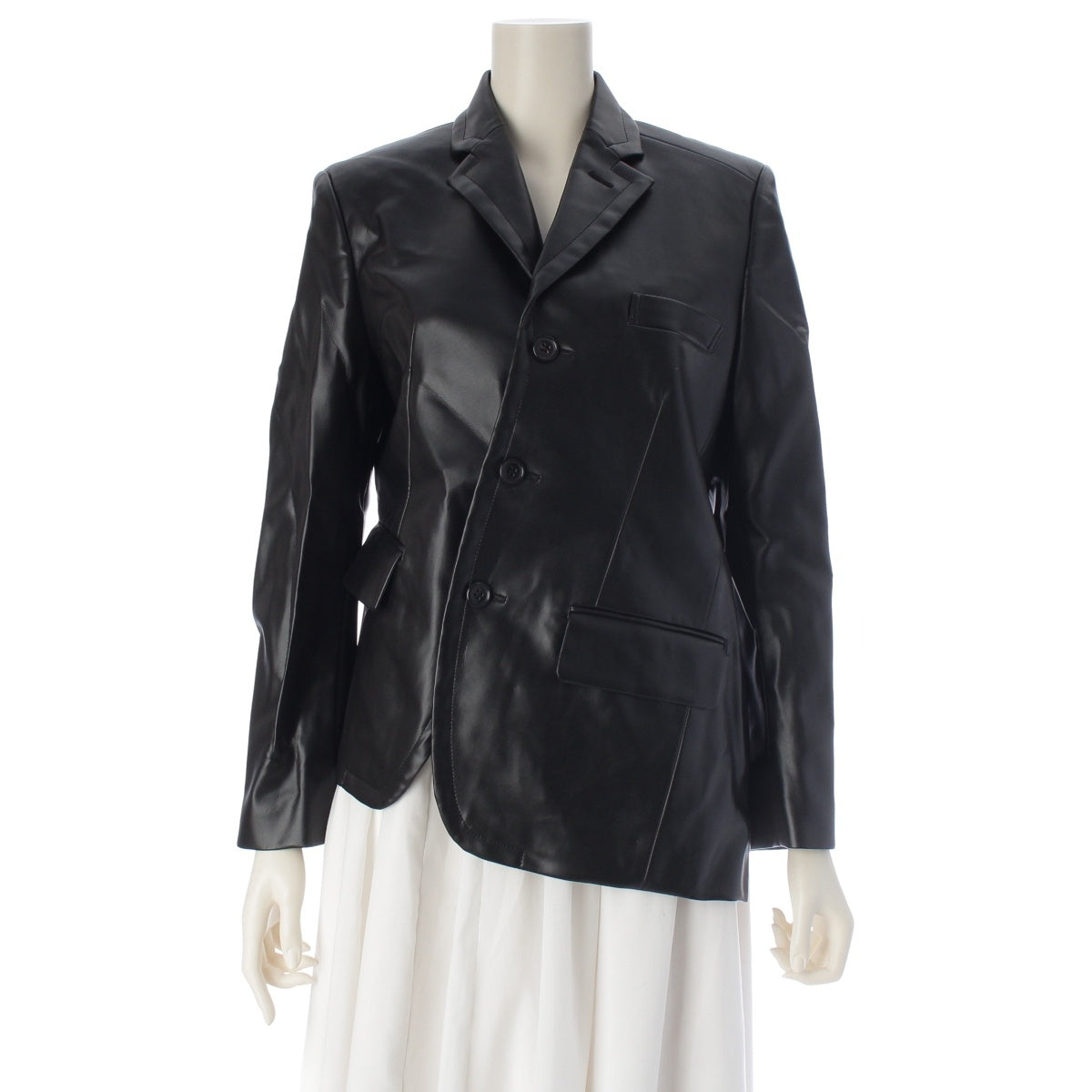 COMME des GARCONS Faux leather Synthetic leather Cupro Soft Matte Twist Design tailored jacket Tops outer GN-J021 black XS