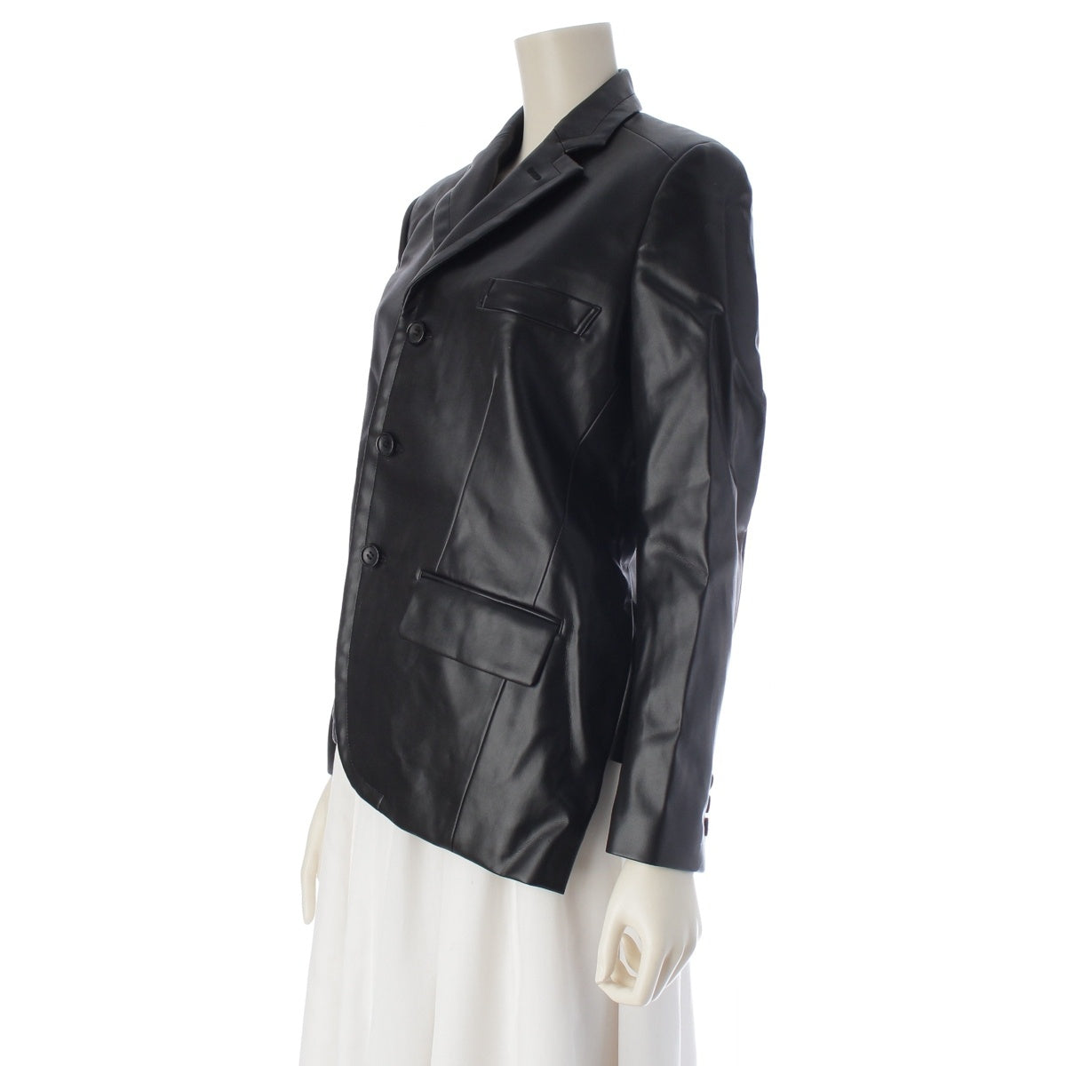 COMME des GARCONS Faux leather Synthetic leather Cupro Soft Matte Twist Design tailored jacket Tops outer GN-J021 black XS