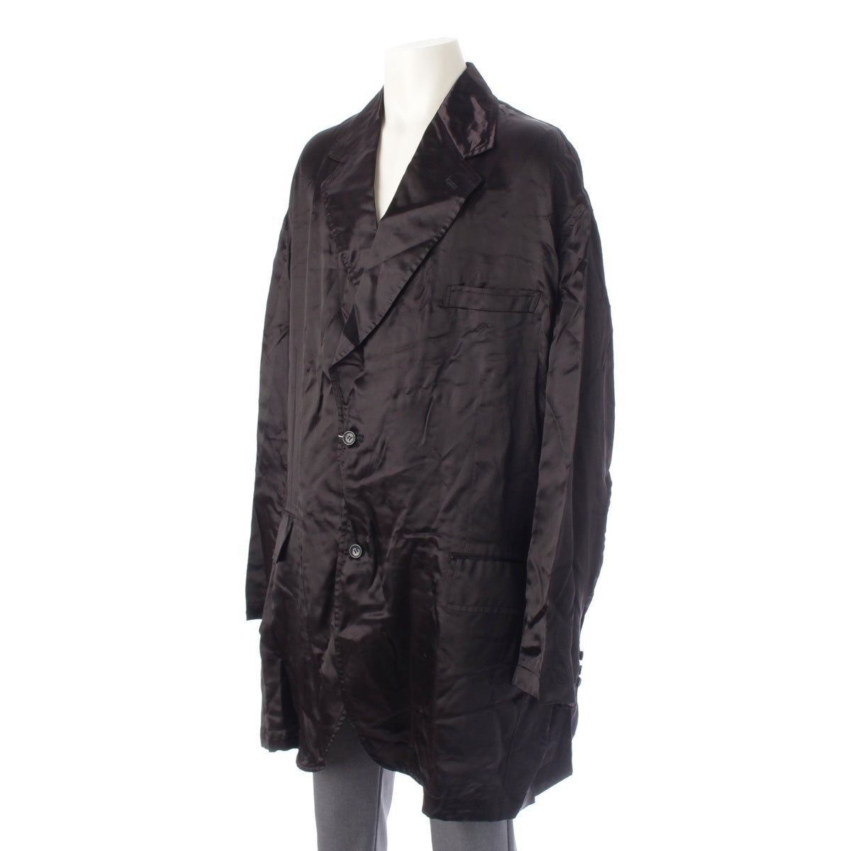 COMME des GARCONS HOMME PLUS Cupra Rose Skull Logo Print Oversized Shirt tailored jacket outer PI-J052 black XL