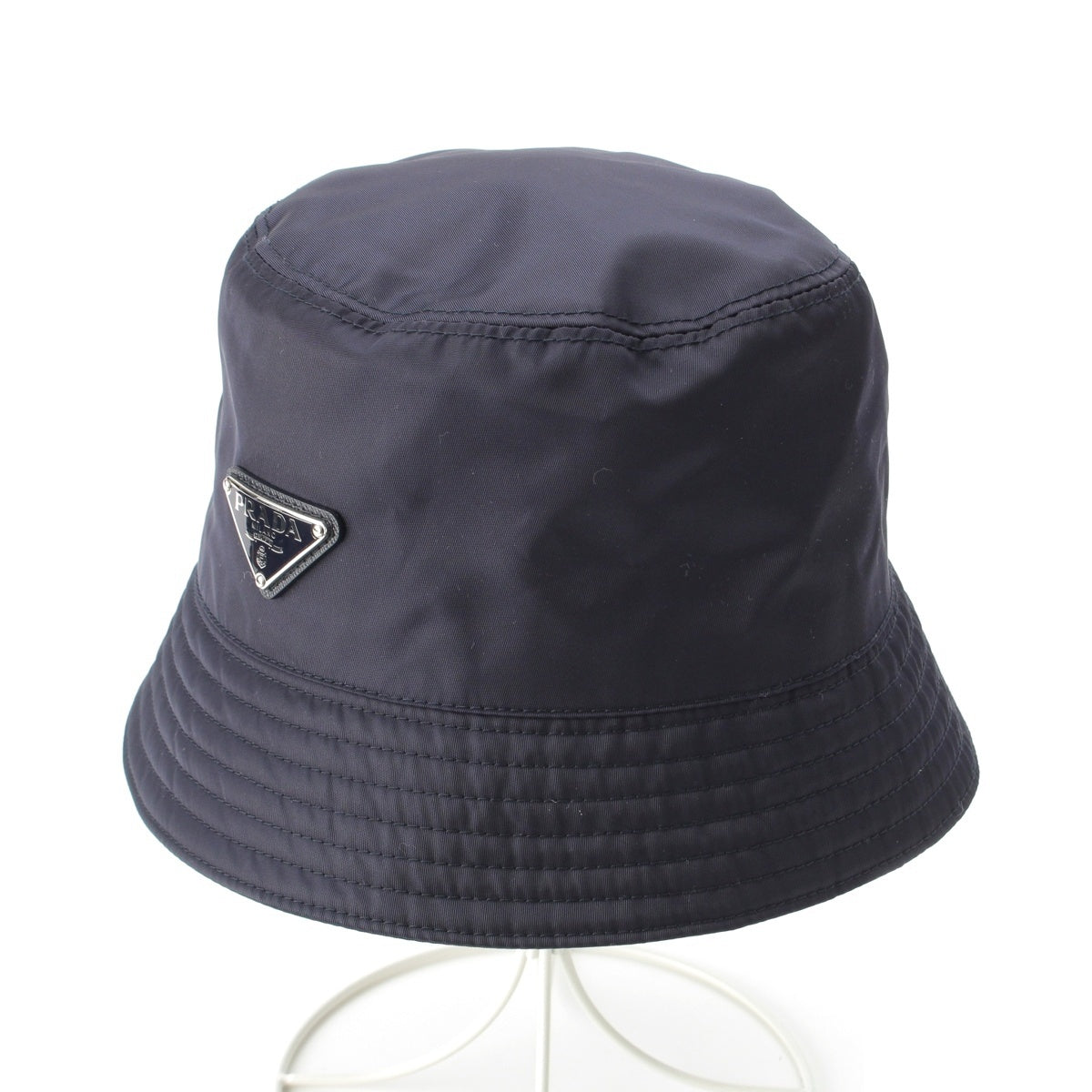 PRADA Renylon triangle logo bucket hat hat 2HC137 Navy S