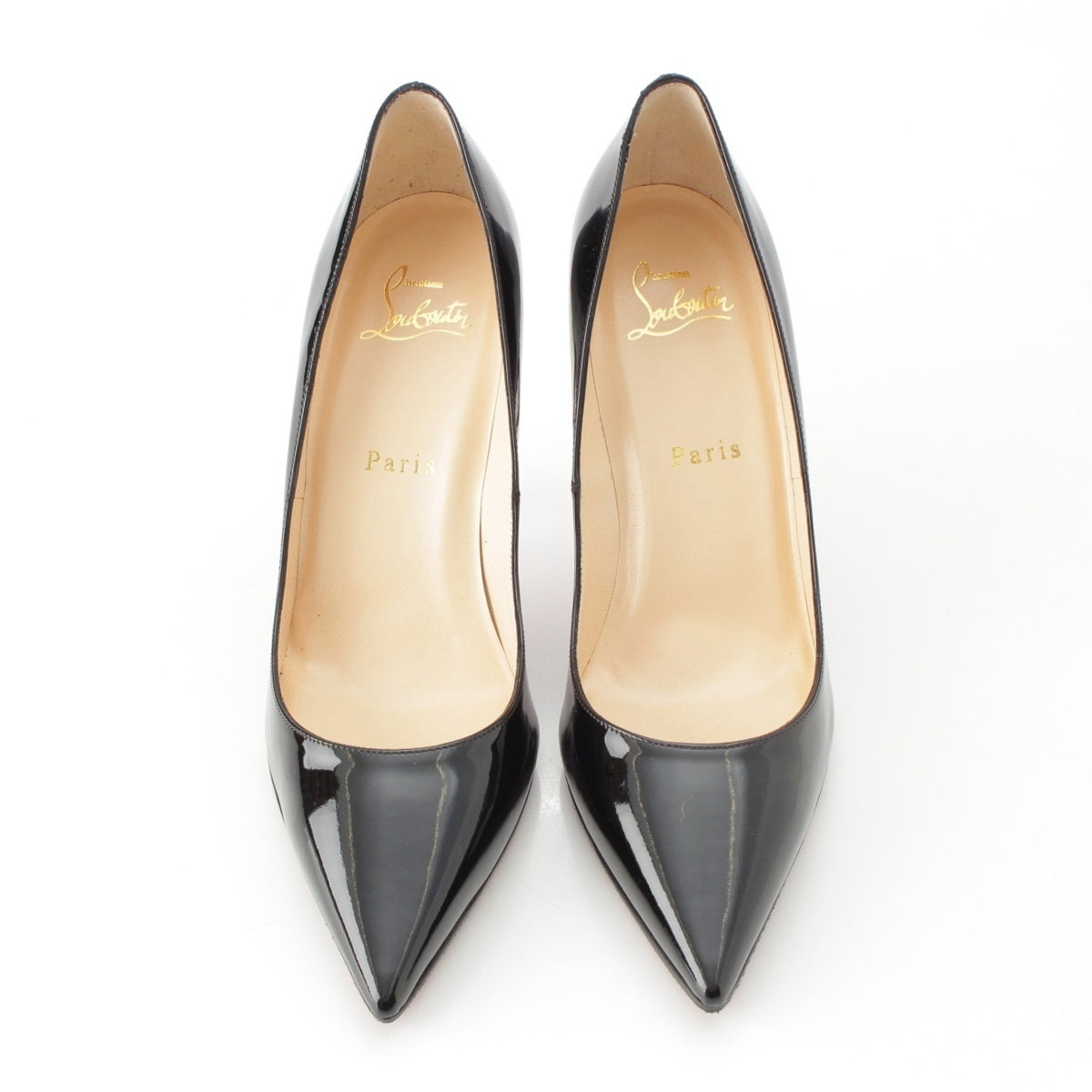 Christian Louboutin Patent leather NEW DECOLTISSIMO 100 POINTED TOE HEEL pumps shoes 1090069 black 37.5