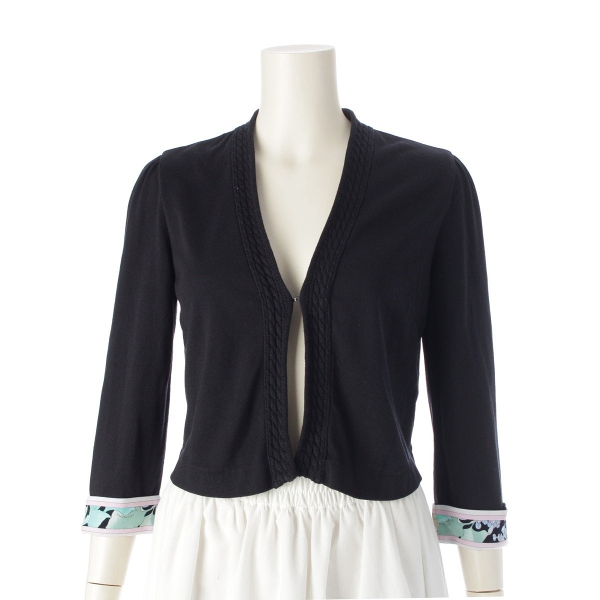 LEONARD Floral print bolero with cuff panels cardigan Black series 36