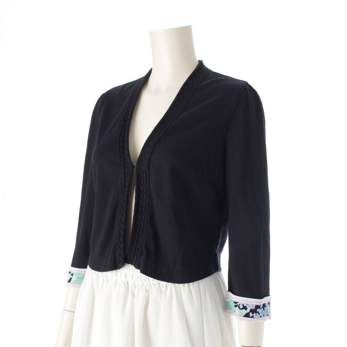 LEONARD Floral print bolero with cuff panels cardigan Black series 36