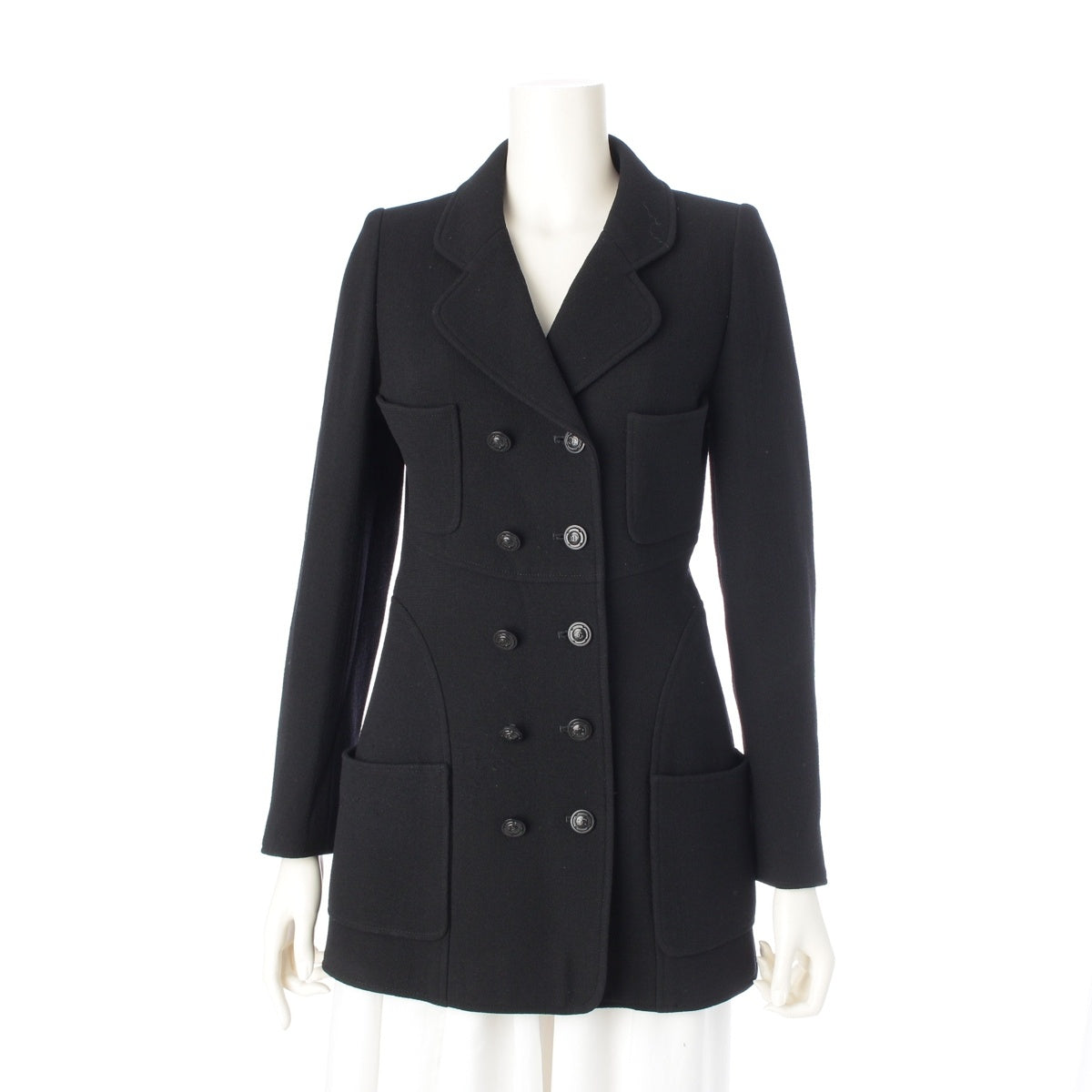 CHANEL wool COCO Button Double tailored jacket P09172 black 36
