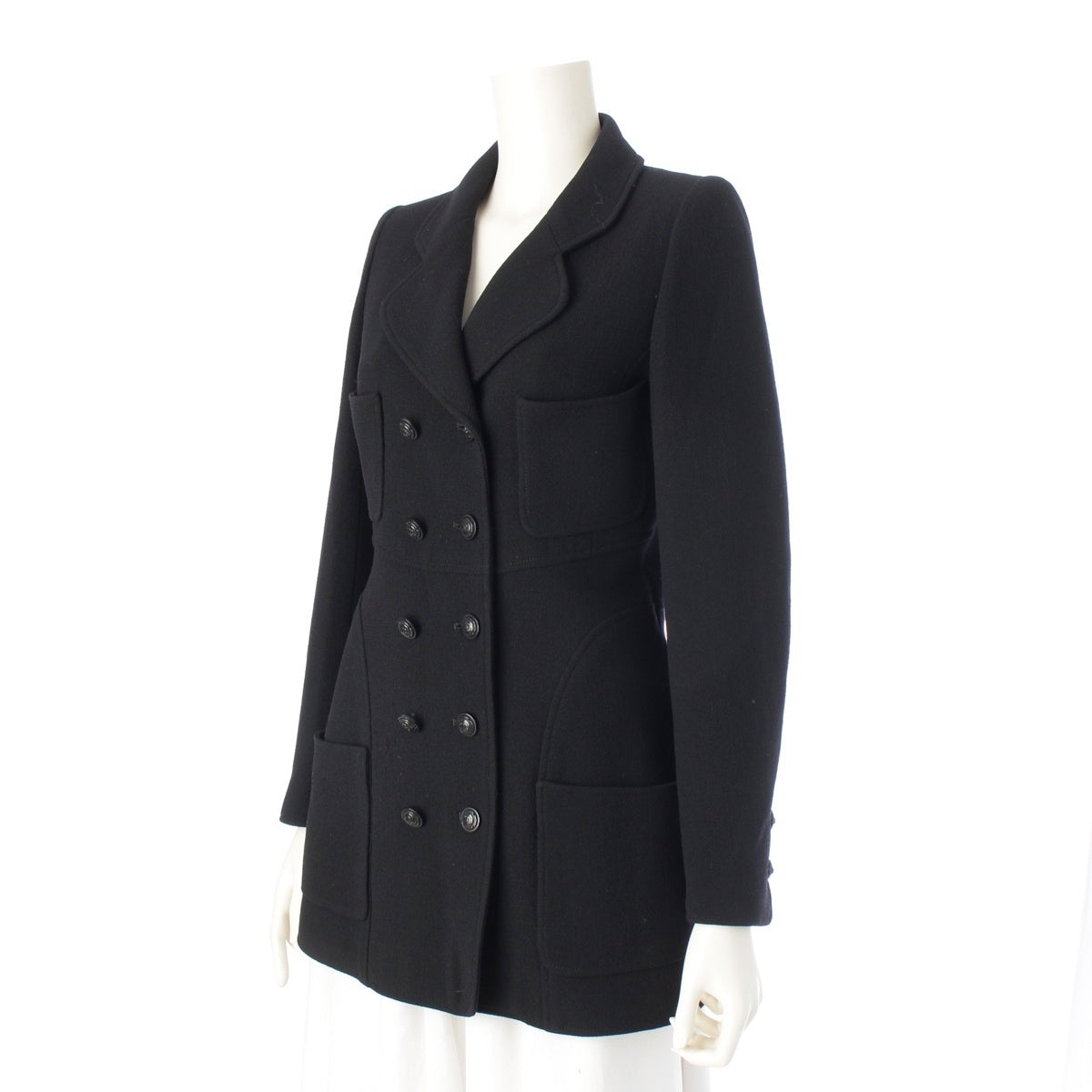CHANEL wool COCO Button Double tailored jacket P09172 black 36