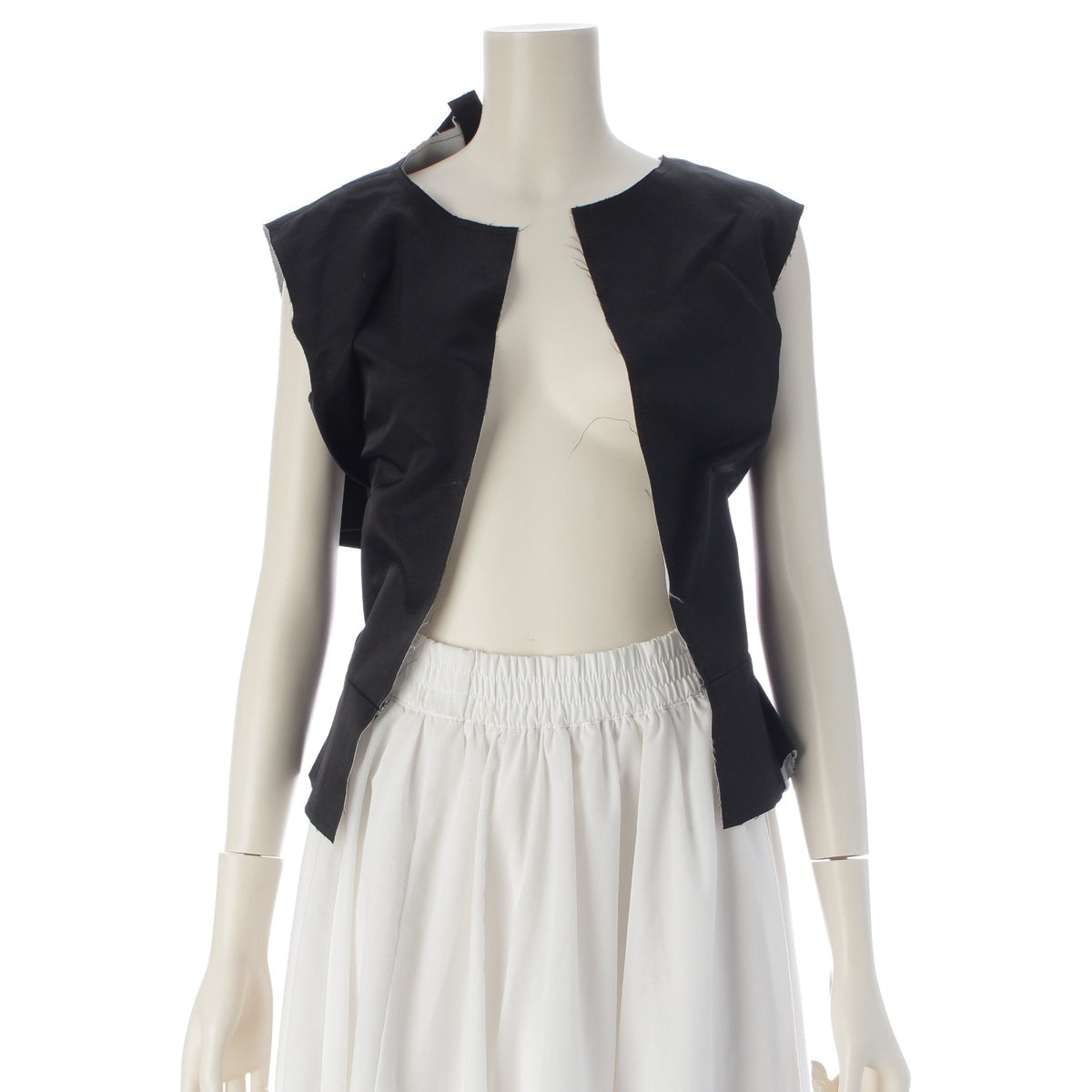 COMME des GARCONS linen Stitchwork Reconstructed Transformed Sleeveless Top blouse GK-B006 black S