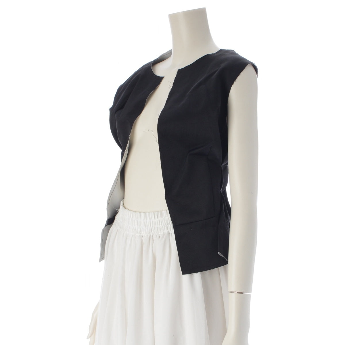 COMME des GARCONS linen Stitchwork Reconstructed Transformed Sleeveless Top blouse GK-B006 black S